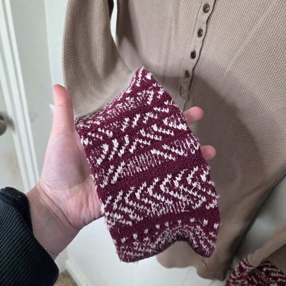 FREE PEOPLE Brown Thermal Raglan Long Sleeve Top - Picture 3 of 6